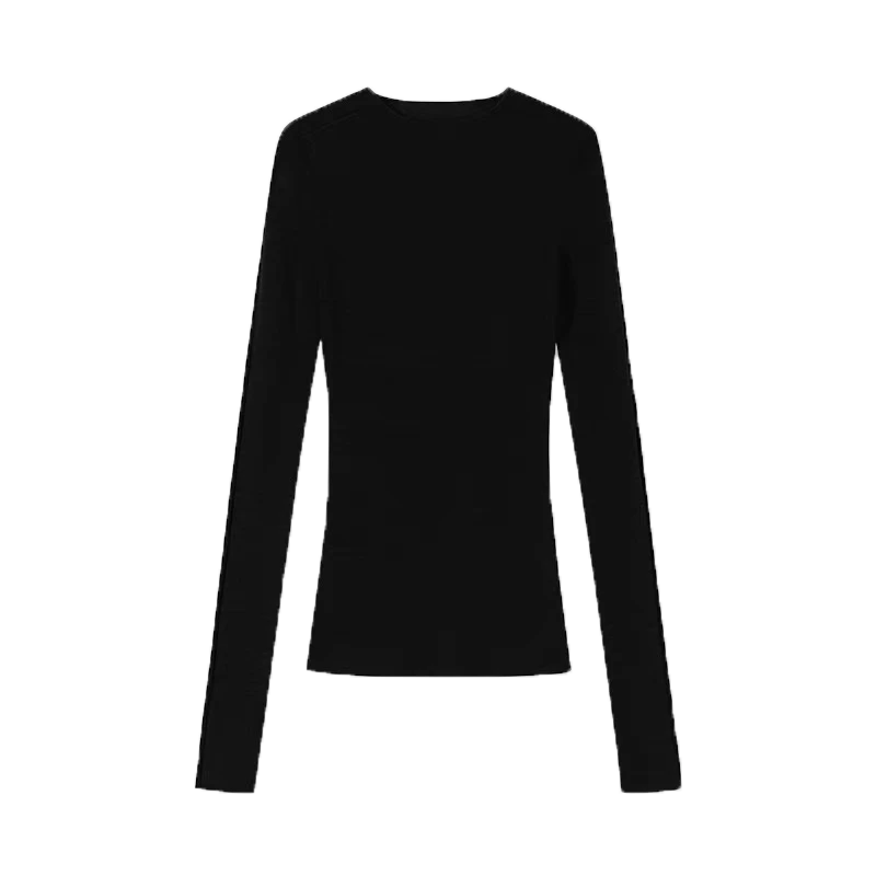 เสื้อสเวตเตอร์คอปกกลับลายทางแขนยาวดีไซเนอร์สำหรับสุภาพสตรี