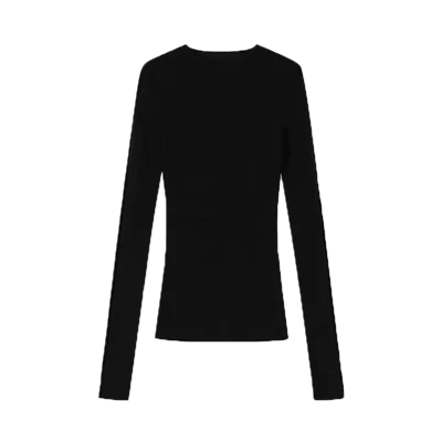 เสื้อสเวตเตอร์คอปกกลับลายทางแขนยาวดีไซเนอร์สำหรับสุภาพสตรี