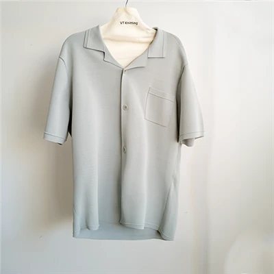 เสื้อโปโลผู้ชายถักนิตติ้งสีขาว
